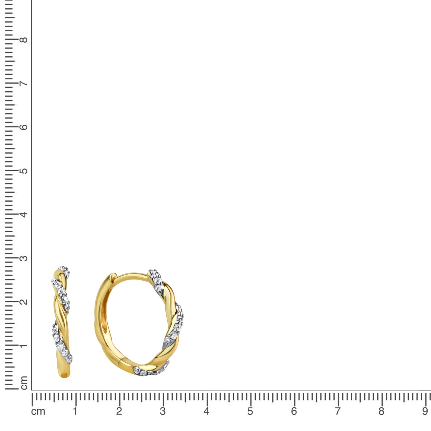 Klappcreolen aus 333/- Bicolor-Gold mit 28 Zirkonia – Glanz mit Kontrast