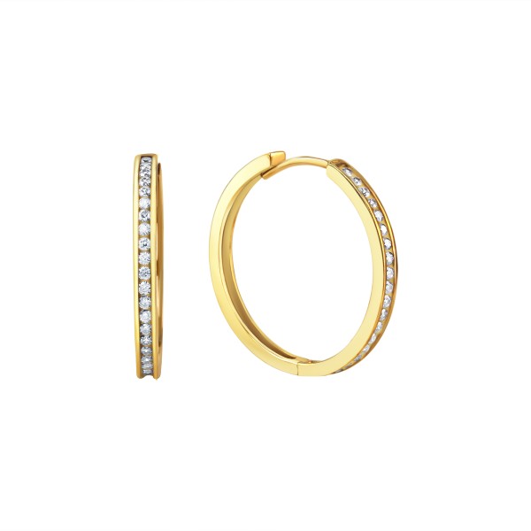 Klappcreolen aus 375/- Gelbgold mit Zirkonia – strahlende Eleganz im klassischen Design