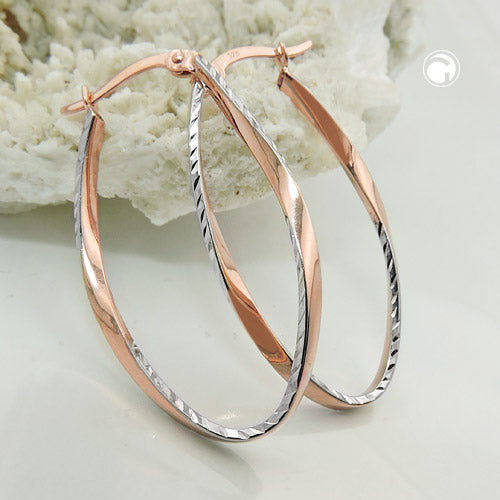 Creolen aus 375/- Rotgold Bicolor – Diamantierte Eleganz in edler Form