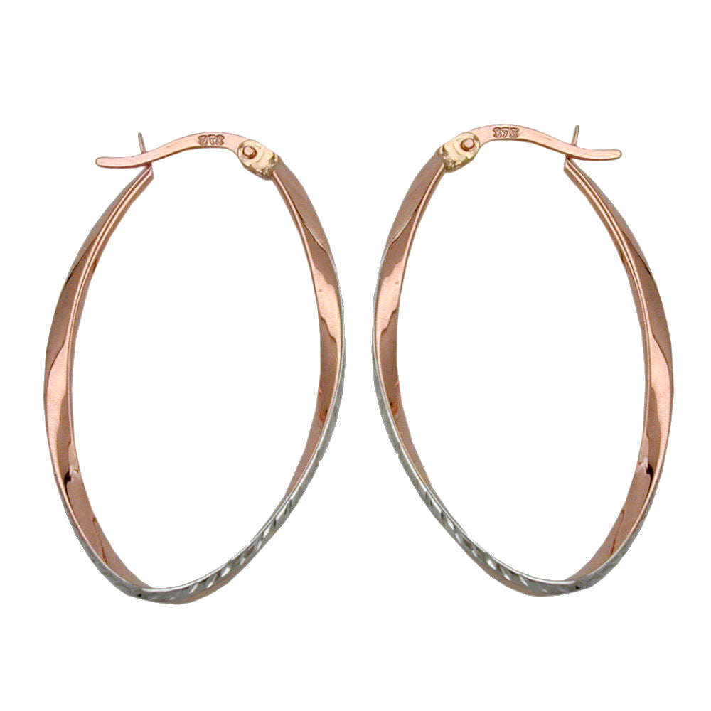 Creolen aus 375/- Rotgold Bicolor – Diamantierte Eleganz in edler Form