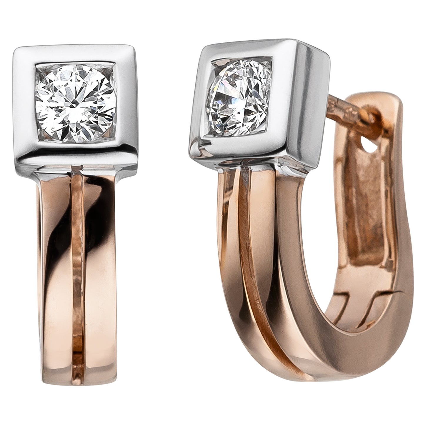 Rotgold-Creolen 375 mit Zirkonia – feminine Eleganz im Bicolor-Look