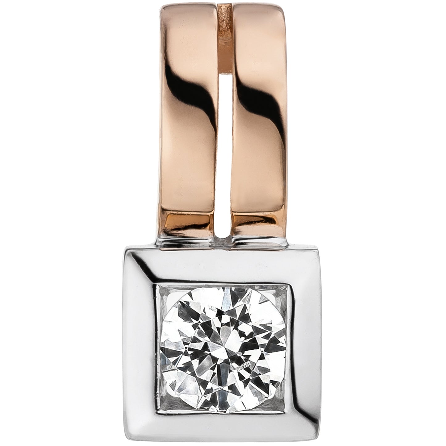 Anhänger aus 375/- Rotgold bicolor mit Zirkonia – zartes Funkeln in edlem Design