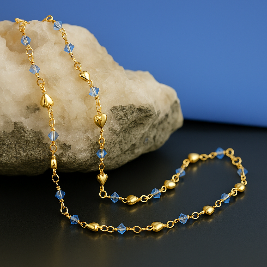 Vergoldete Kette mit Steinen , Doubléschmuck 