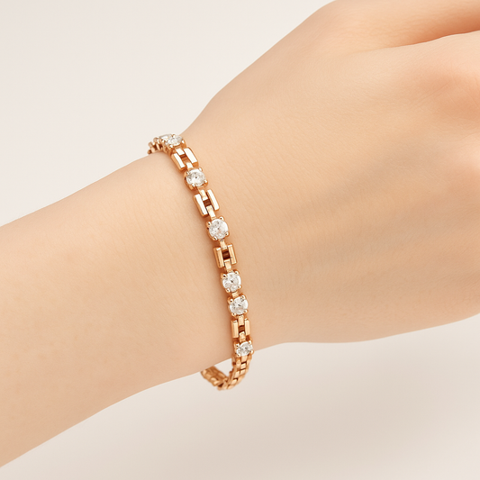 Armband „Rosé Lumière“ – Zarte Eleganz in Roségold