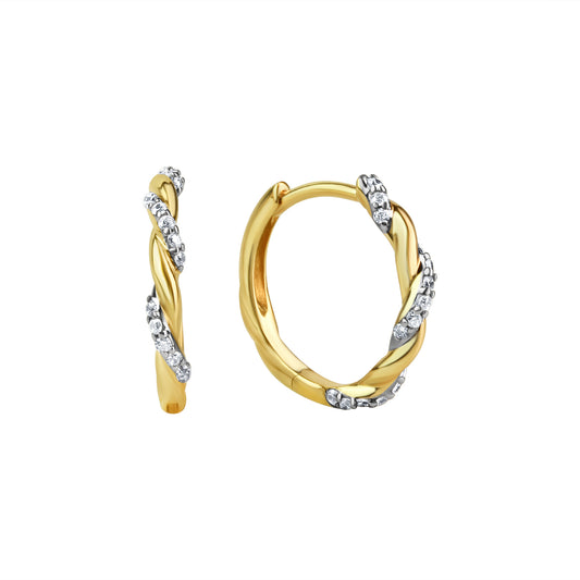 Klappcreolen aus 333/- Bicolor-Gold mit 28 Zirkonia – Glanz mit Kontrast