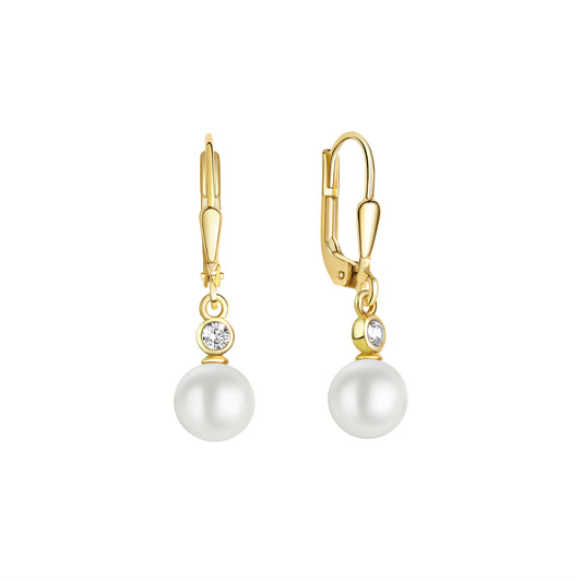 Ohrhänger aus 333/- Gelbgold mit Zuchtperlen & Zirkonia – feminine Eleganz trifft feinen Glanz
