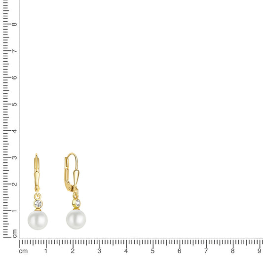 Ohrhänger aus 333/- Gelbgold mit Zuchtperlen & Zirkonia – feminine Eleganz trifft feinen Glanz