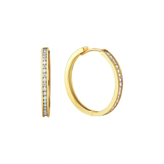 Klappcreolen aus 375/- Gelbgold mit Zirkonia – strahlende Eleganz im klassischen Design