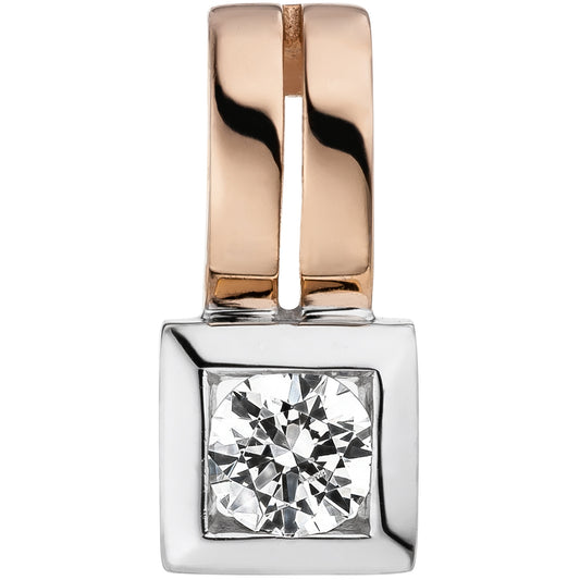 Anhänger aus 375/- Rotgold bicolor mit Zirkonia – zartes Funkeln in edlem Design