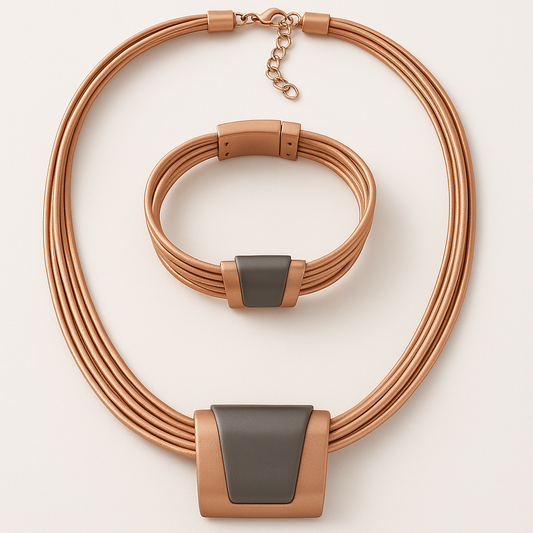 Schmuckset Cuir & Métal (Leder & Metall – schlicht & edel)