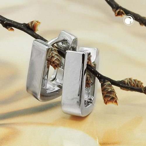 Viereckige Klappcreolen aus 925/- Silber – modern, massiv & rhodiniert