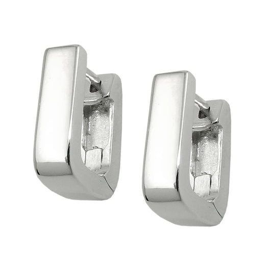 Viereckige Klappcreolen aus 925/- Silber – modern, massiv & rhodiniert